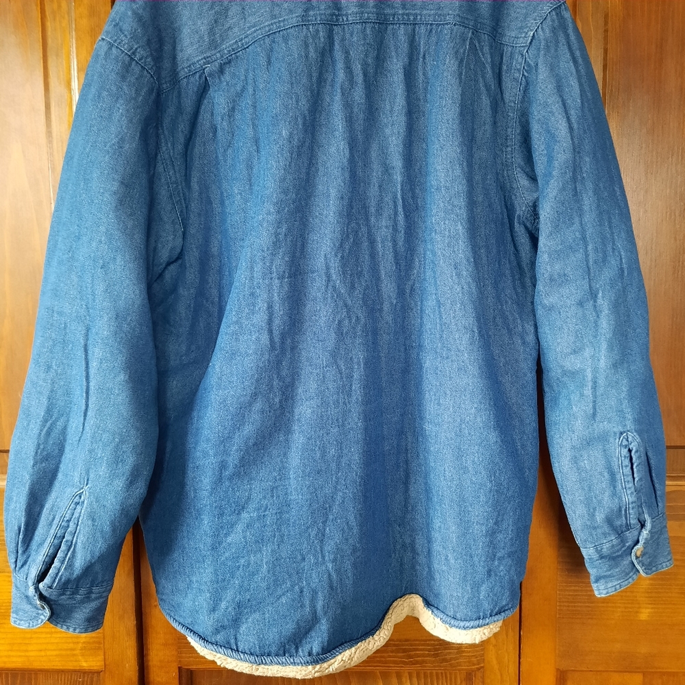 Wrangler tan sherpa lined denim chambray shacket jacket - Picture 9 of 11